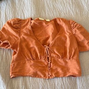 Levis Womens Orange Puff Sleeve Top